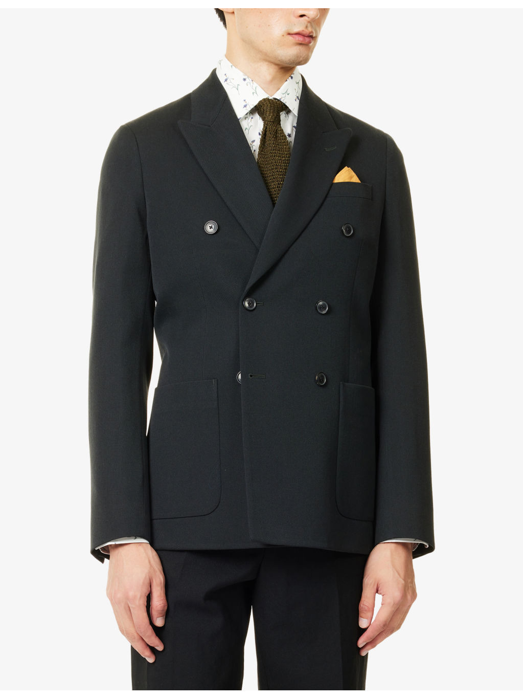 Peak-Lapel Double-Breasted Cotton-Wool Blend Jacket - 3