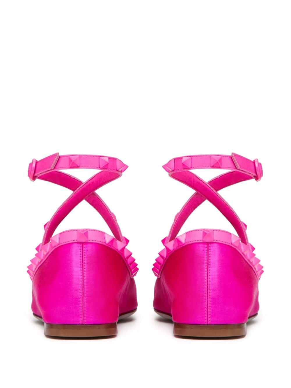 Rockstud-strap satin ballerinas - 3