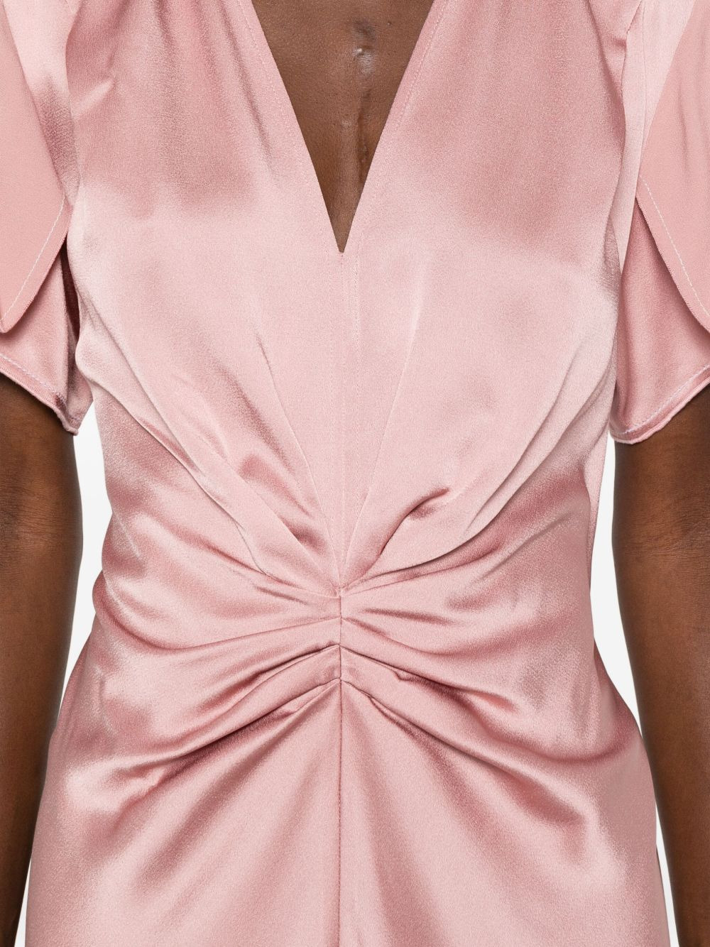 V-neck draped midi dress - 5