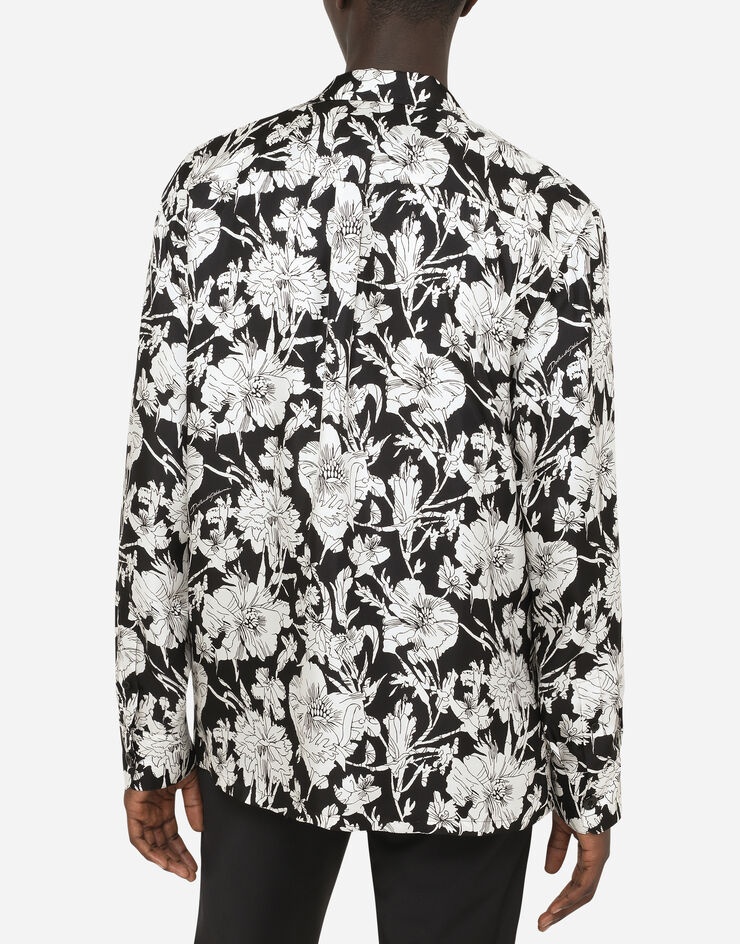 Floral-print silk pajama shirt - 5