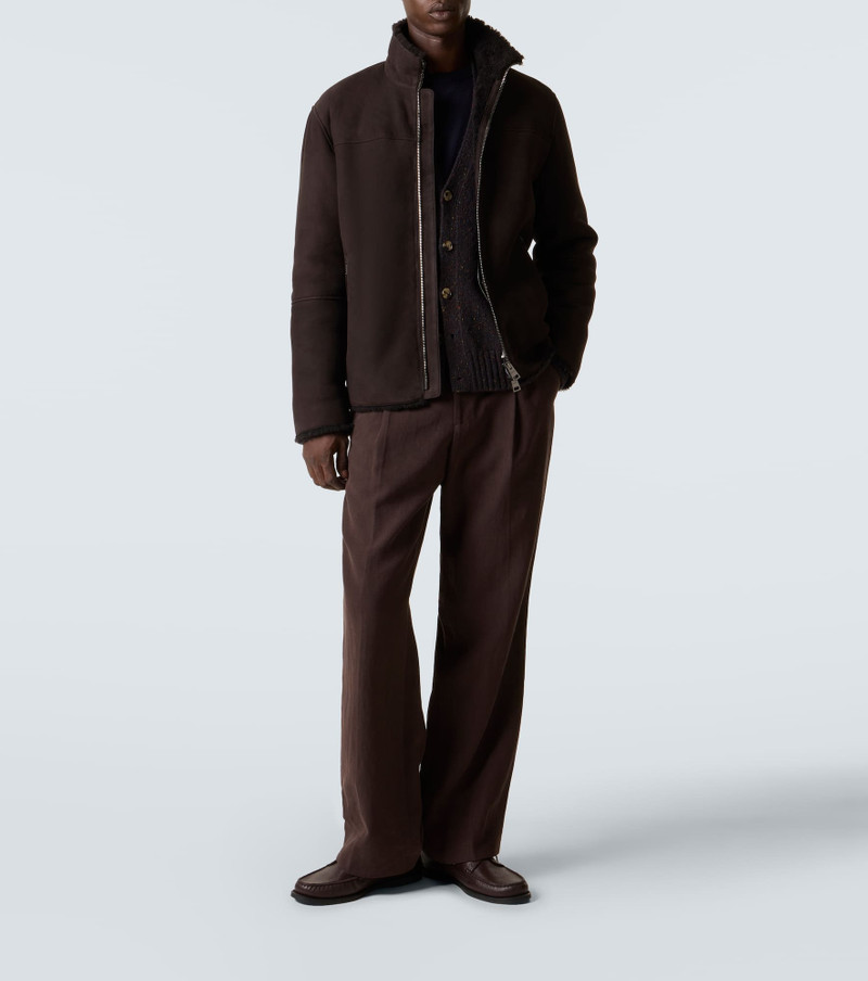 Herno Shearling-trimmed suede jacket outlook