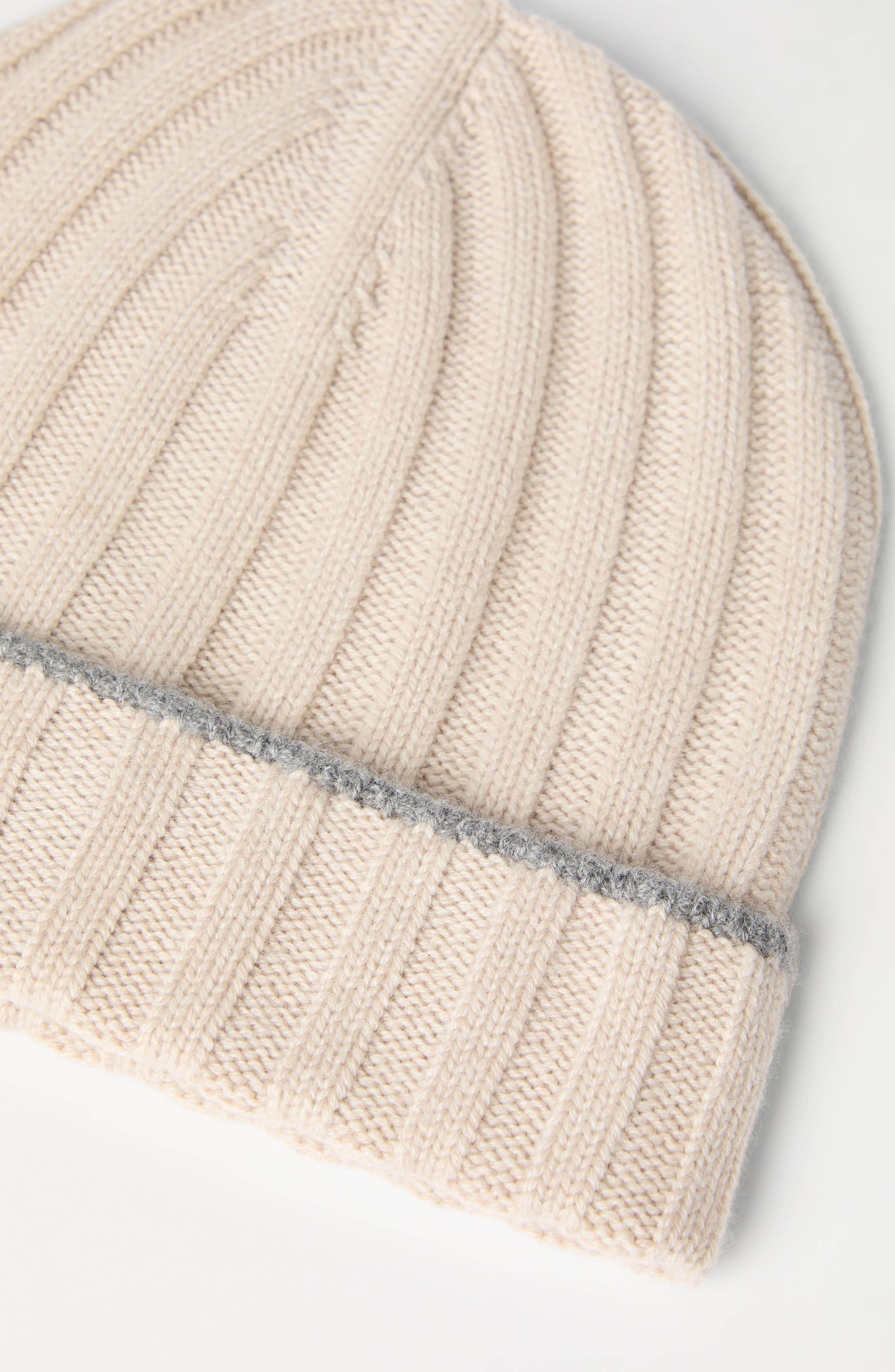Brunello Cucinelli Cashmere rib knit beanie in Sand at Nordstrom - 3