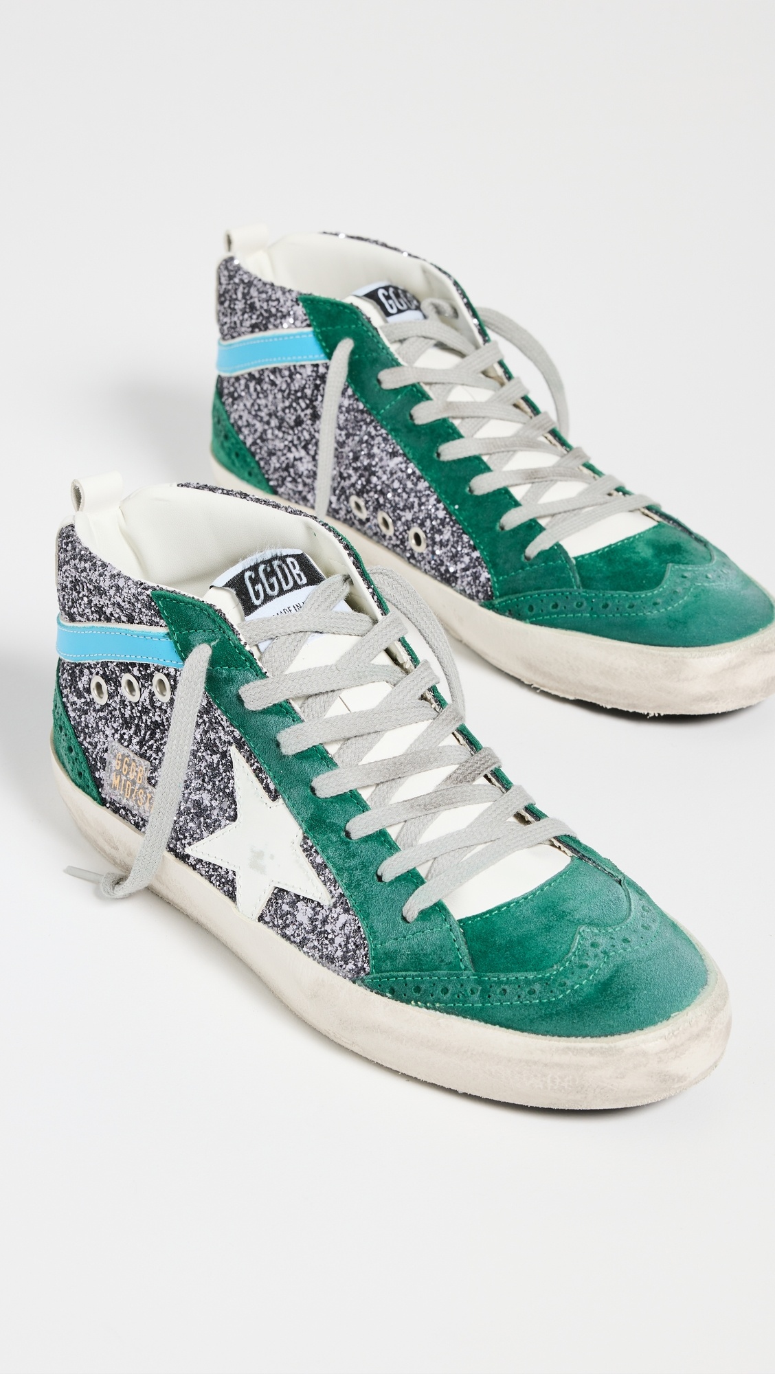 Mid Star Glitter Upper Suede Wave Sneakers - 4