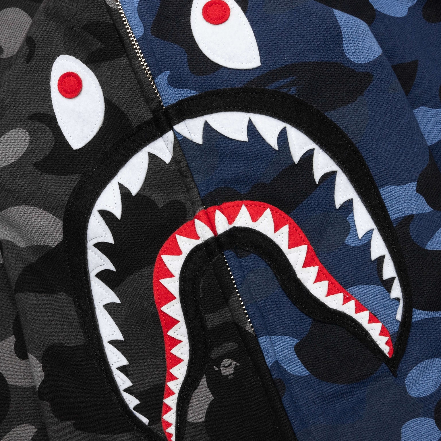 COLOR CAMO SEPARATE SHARK FULL ZIP HOODIE - BLACK/NAVY - 3