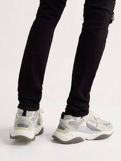 AMIRI Bone Runner Leather and Suede-Trimmed Mesh Sneakers outlook