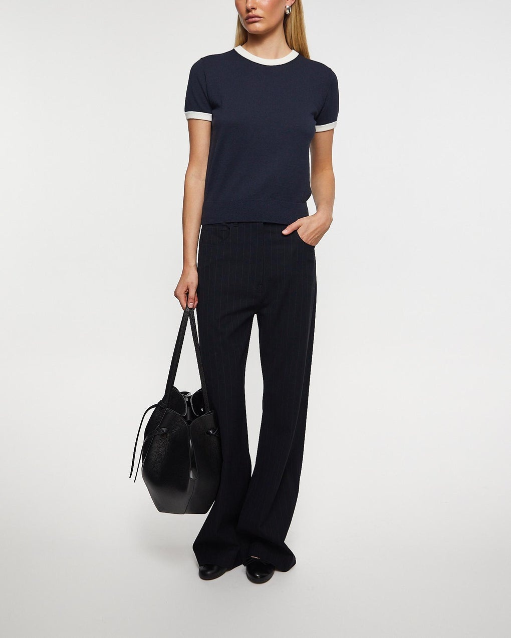T-Shirt Ringer Sweater Tee Blue/White - 3