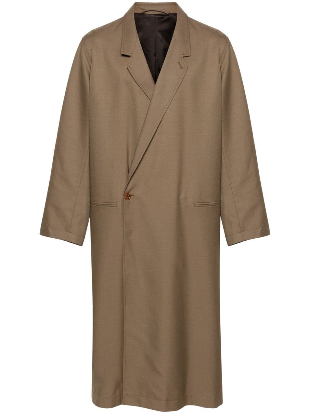 Asymmetric mid-length twill coat - 1