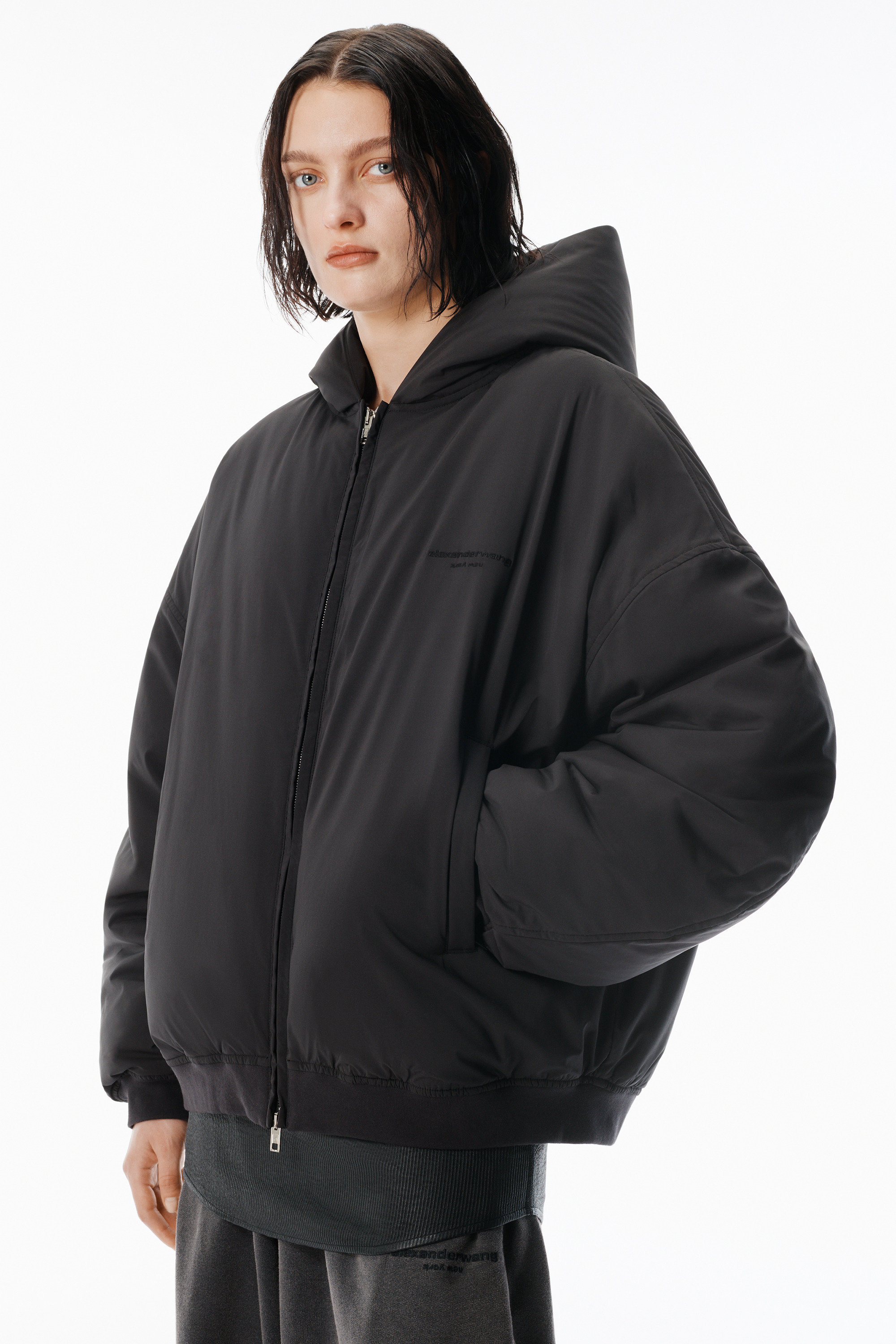 Black Hoodie Puffer Jacket - 3