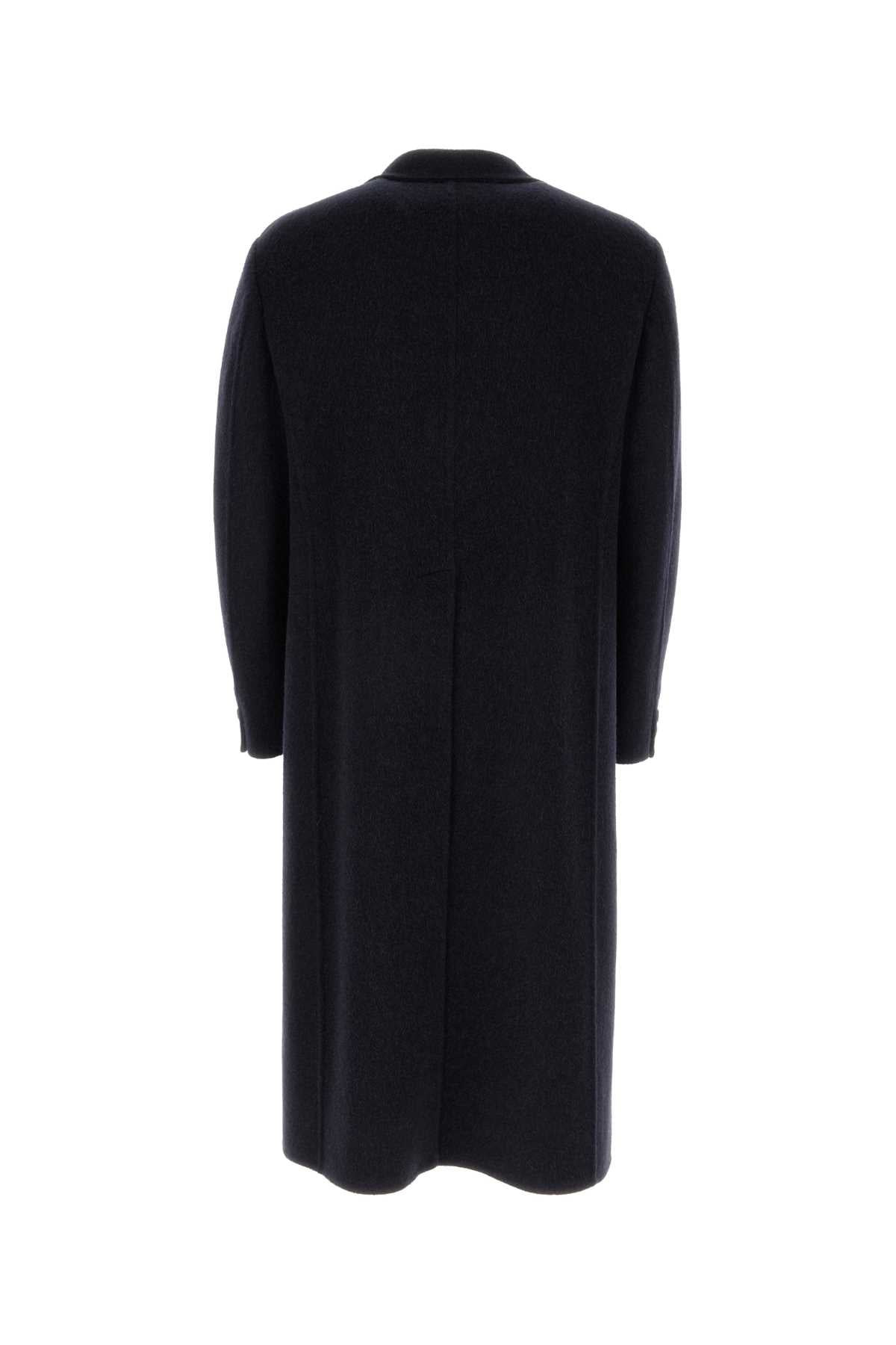 Fendi Men Navy Blue Wool Blend Coat - 2