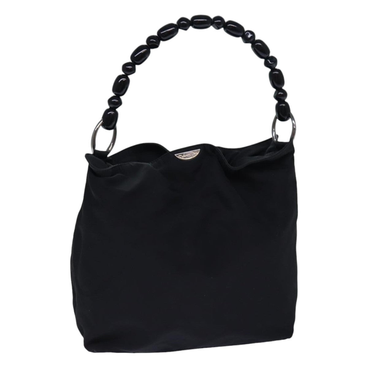 DIOR Maris Pearl Hand Bag Nylon Black Silver - 1