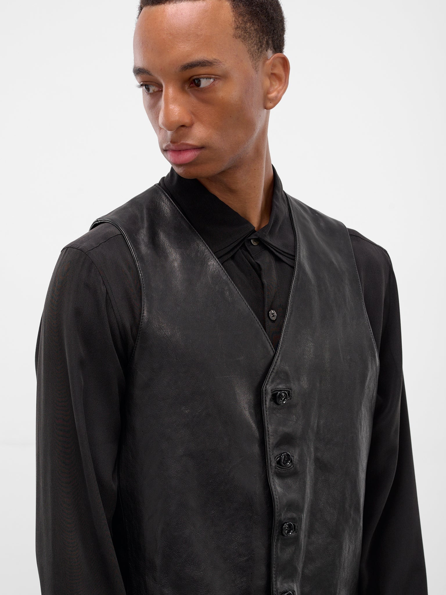 Alrik Black Lamb Leather Vest - 5