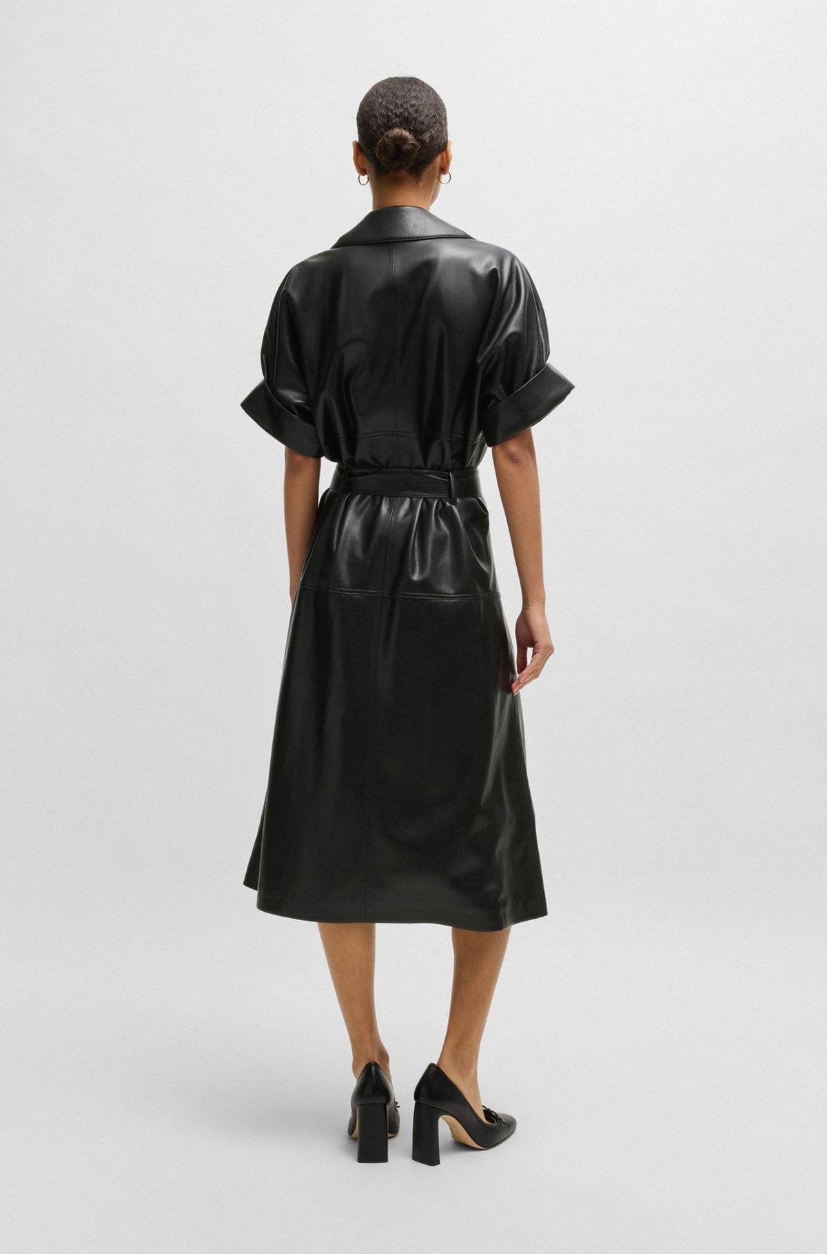 TRENCH-STYLE RELAXED-FIT DRESS IN FAUX LEATHER - 4