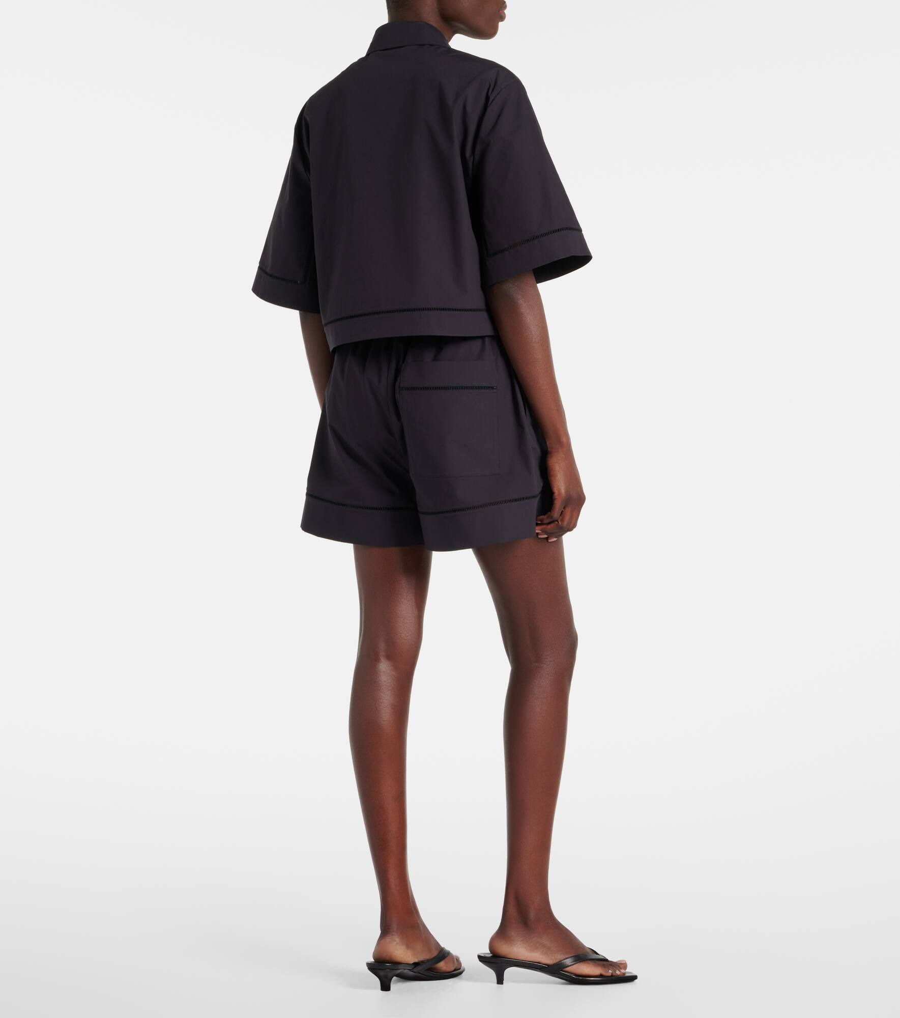Embroidered cotton poplin shorts - 3