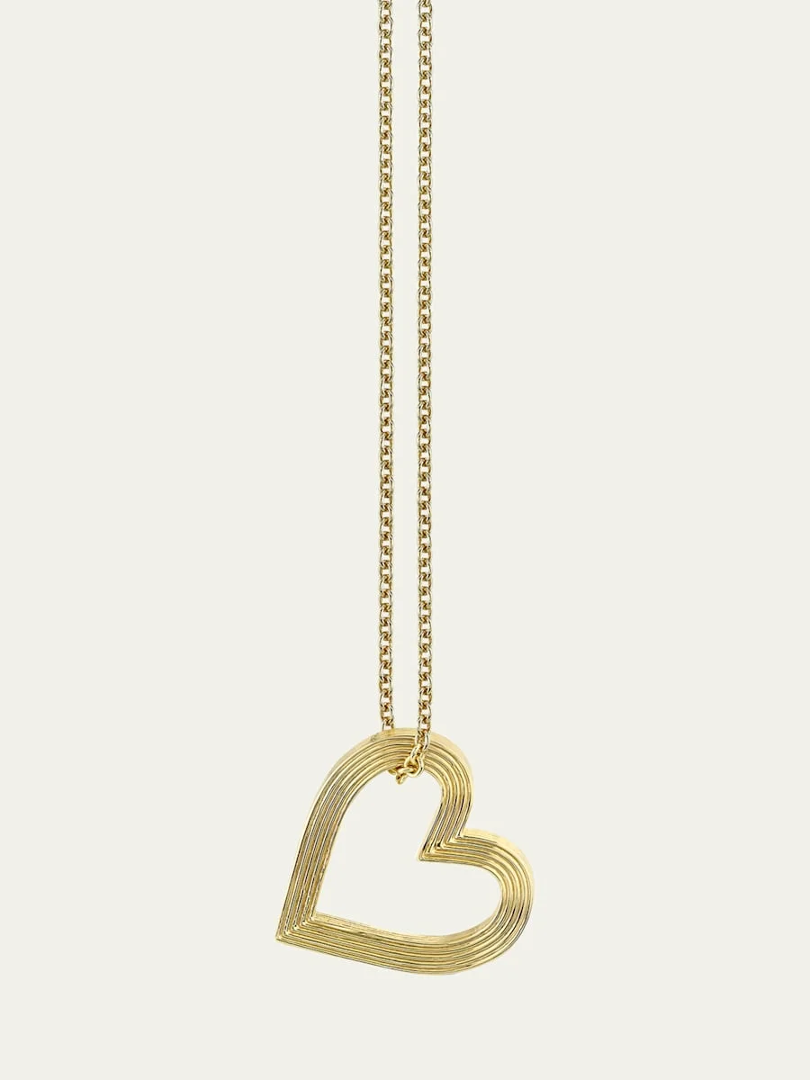 14K Yellow Gold Fluted Heart Charm - 1