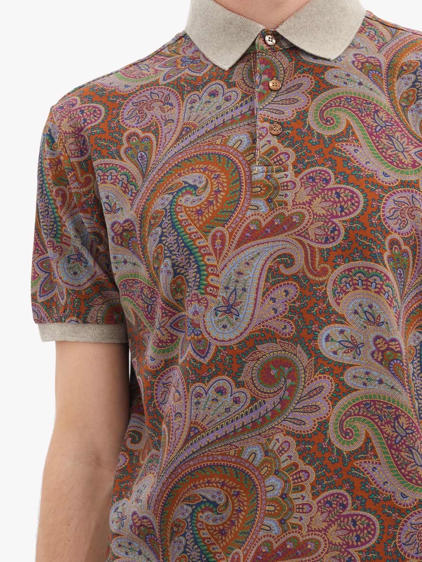 Paisley-print cotton-piqué polo shirt - 3