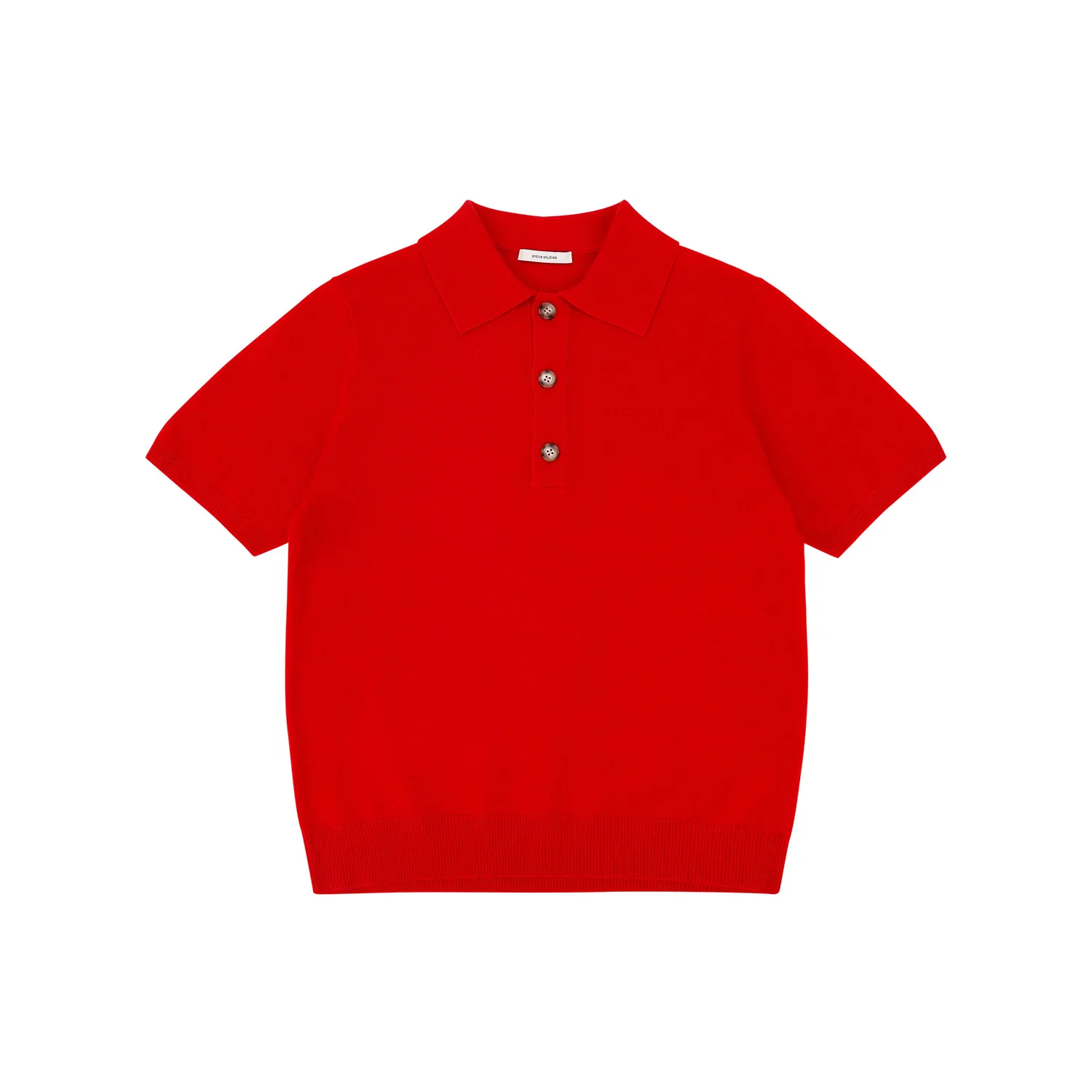 SHORT SLEEVE KNIT CASHMERE POLO RED - 1