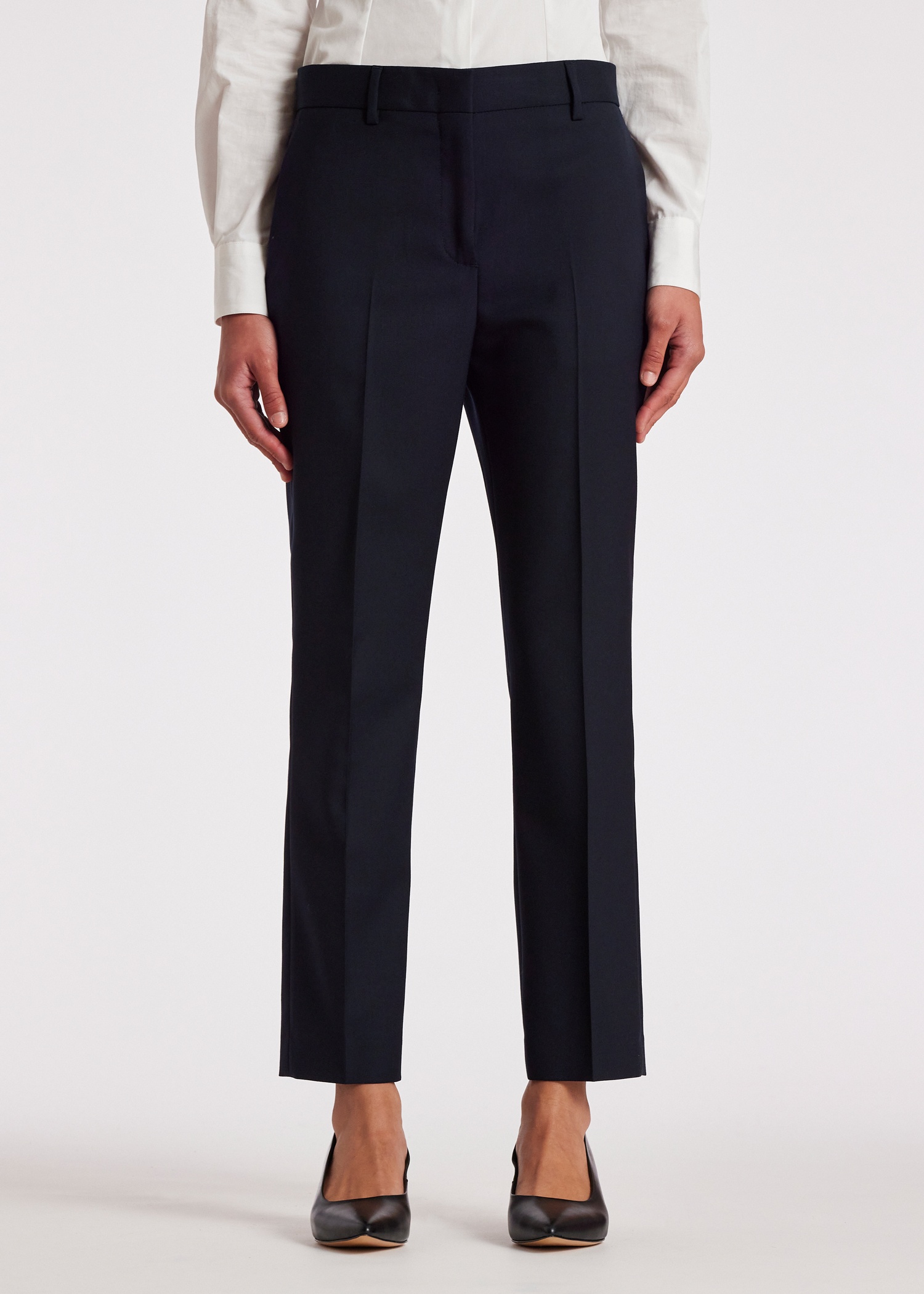 A Suit To Travel In - Women's Navy Slim-Fit Wool Trousers - 2