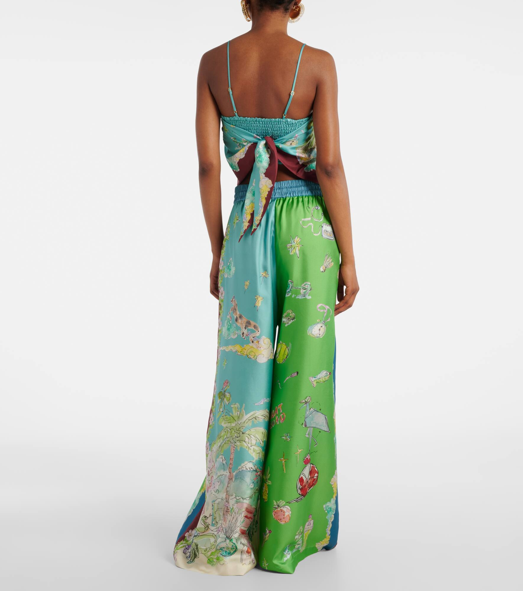 Daria printed silk wide-leg pants - 3