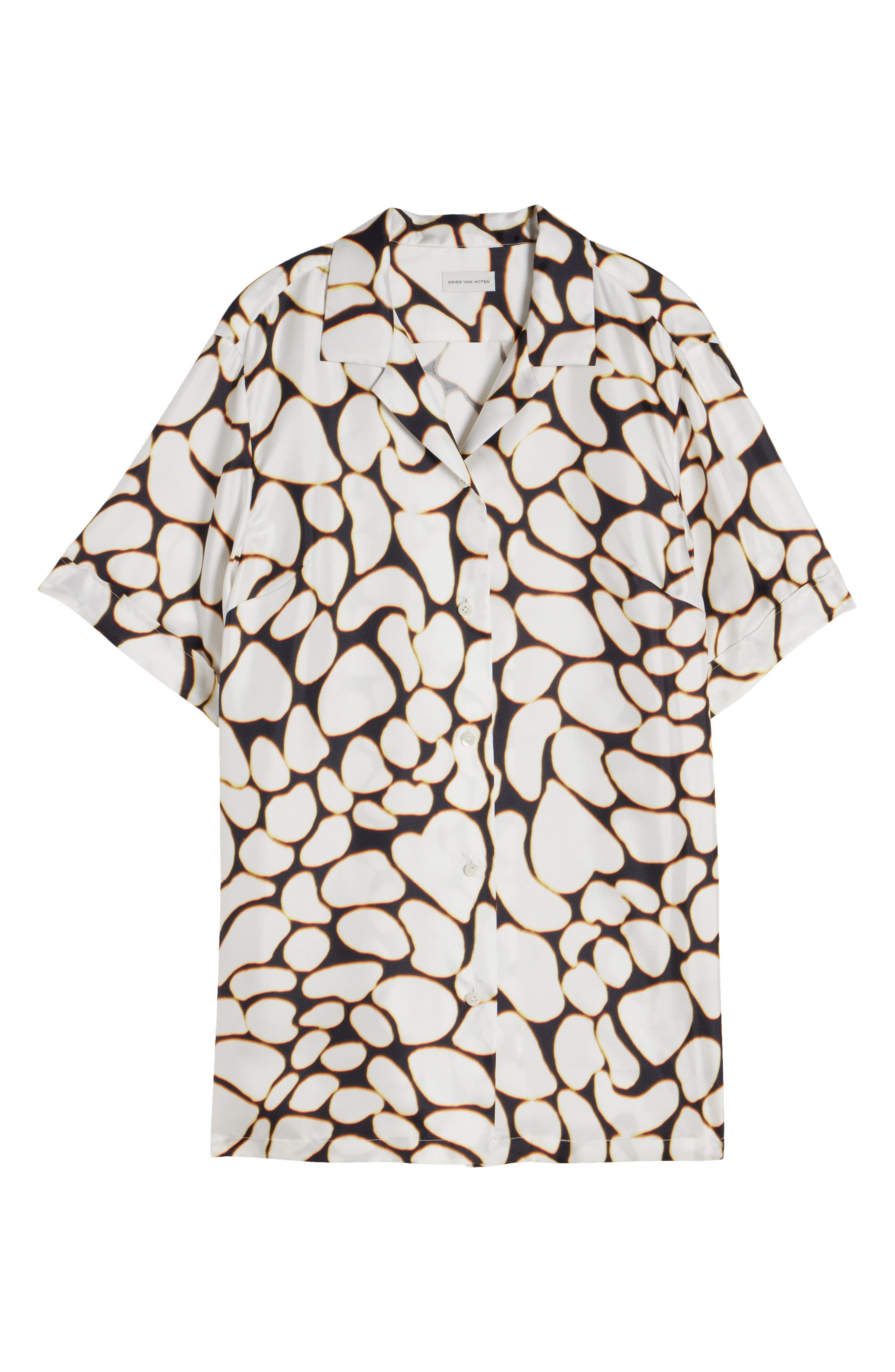 Dries Van Noten Clive Print Silk Camp Shirt in Off White at Nordstrom - 6