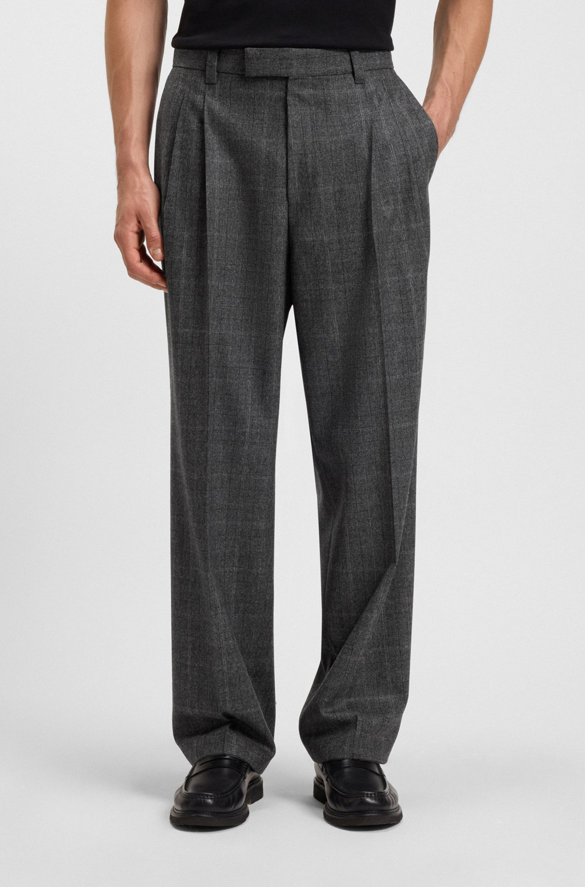 RELAXED-FIT TROUSERS IN CHECKED STRETCH WOOL - 2