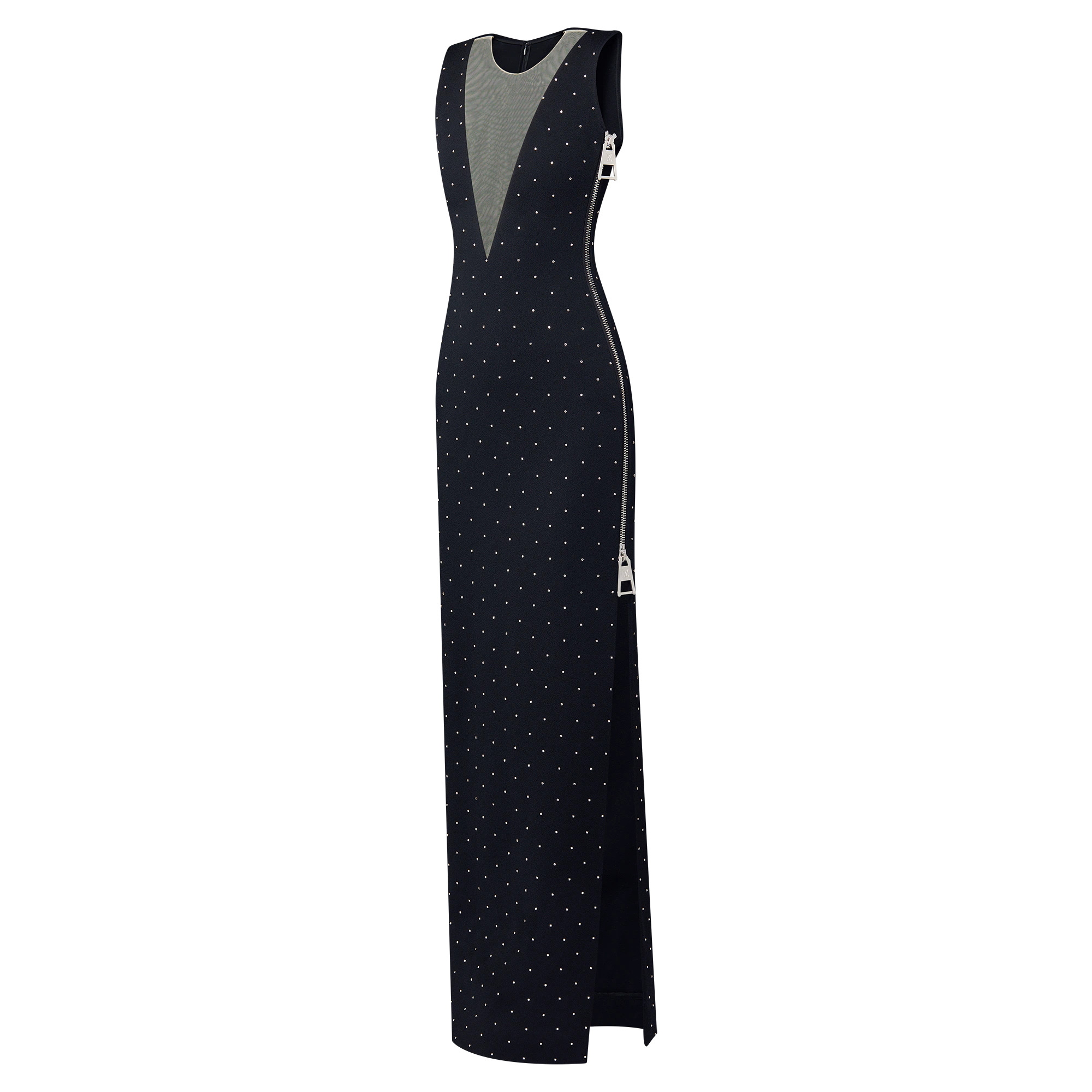 Tulle Insert Rhinestone Gown - 2