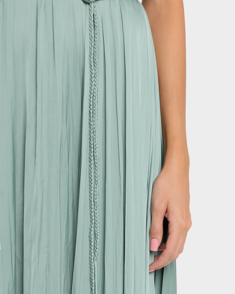 Fianna Belted Pleated Satin Midi Dress 5