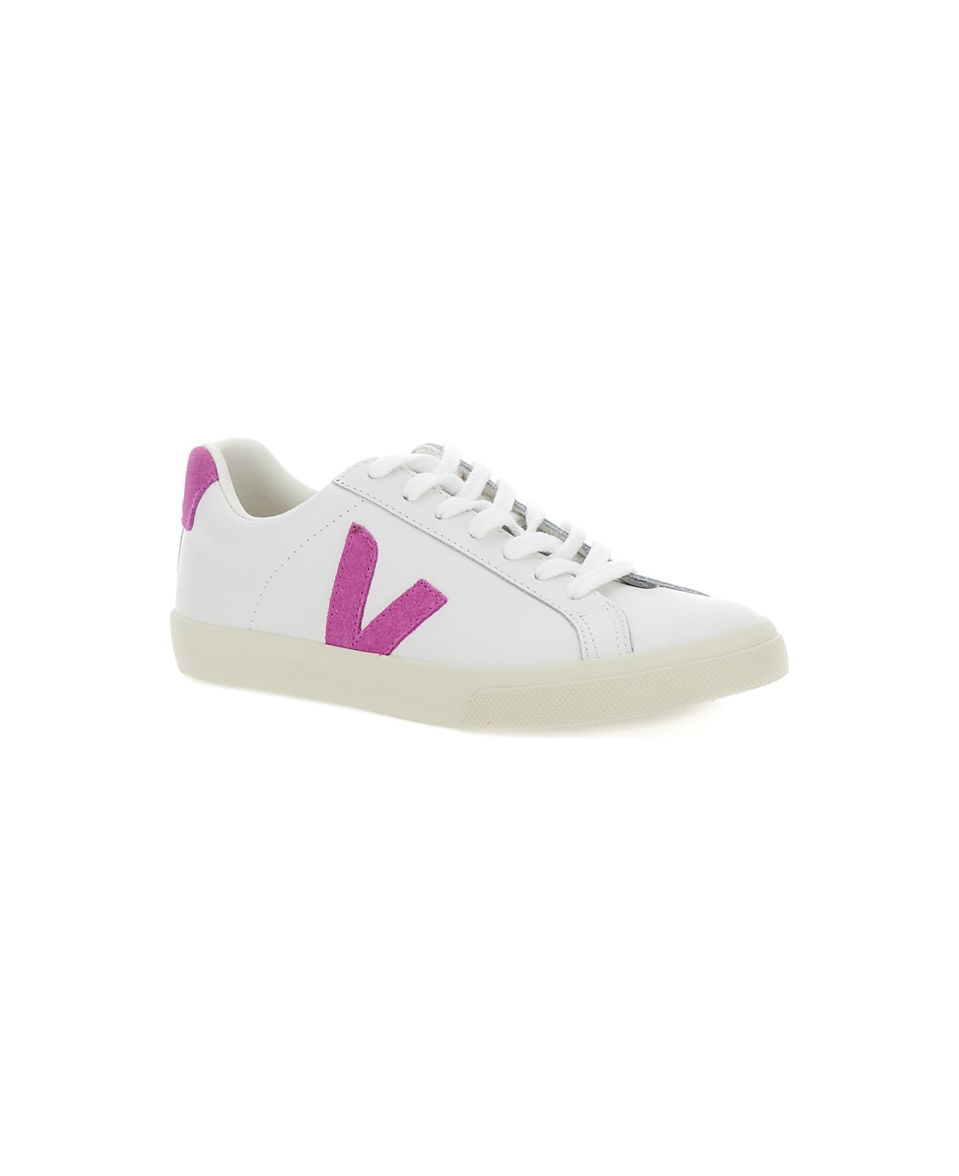 'esplar' White And Green Low Top Sneakers In Leather Woman - 2