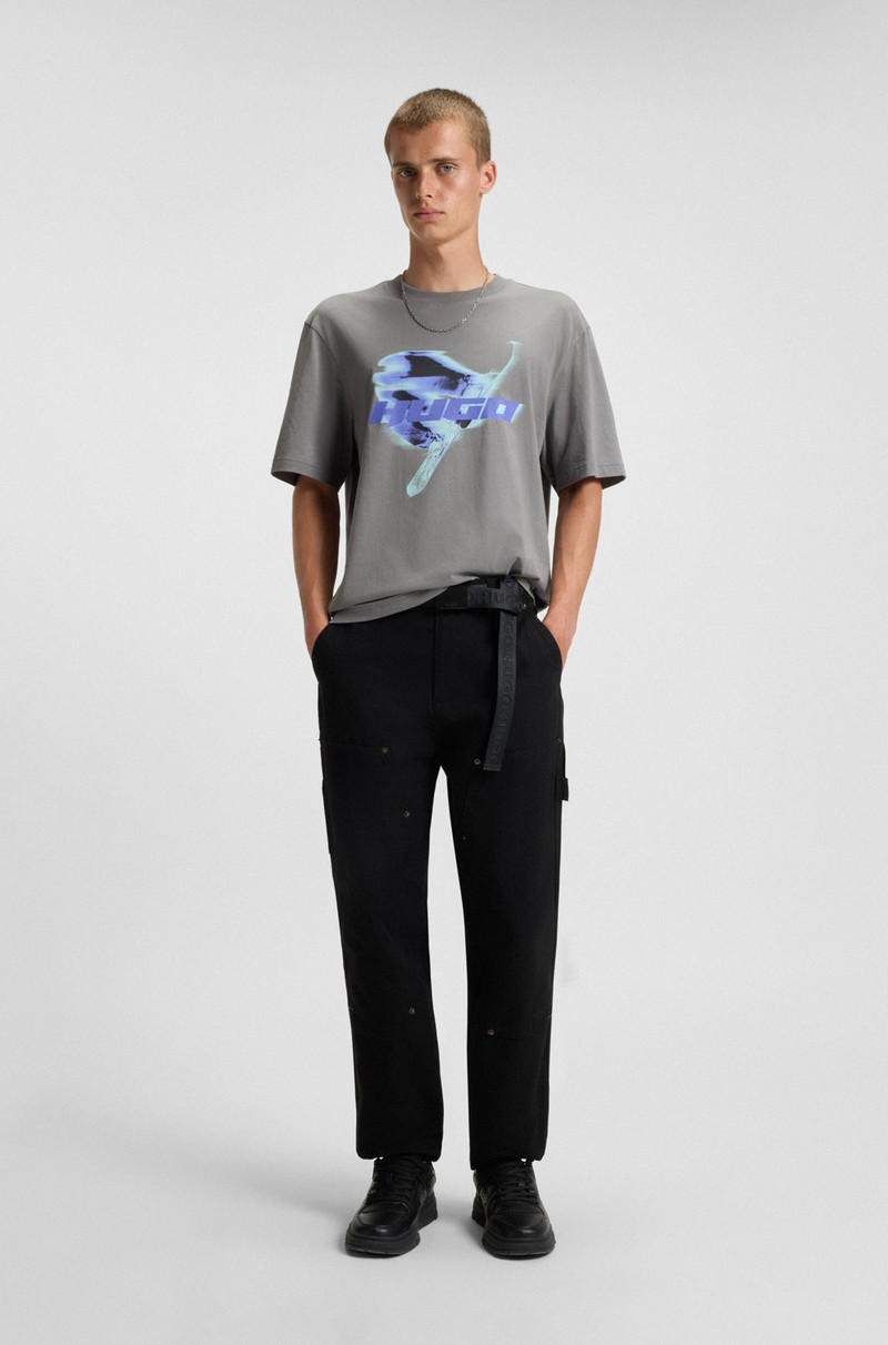 HUGO COTTON-JERSEY T-SHIRT WITH SNOWBOARDING LOGO ARTWORK outlook