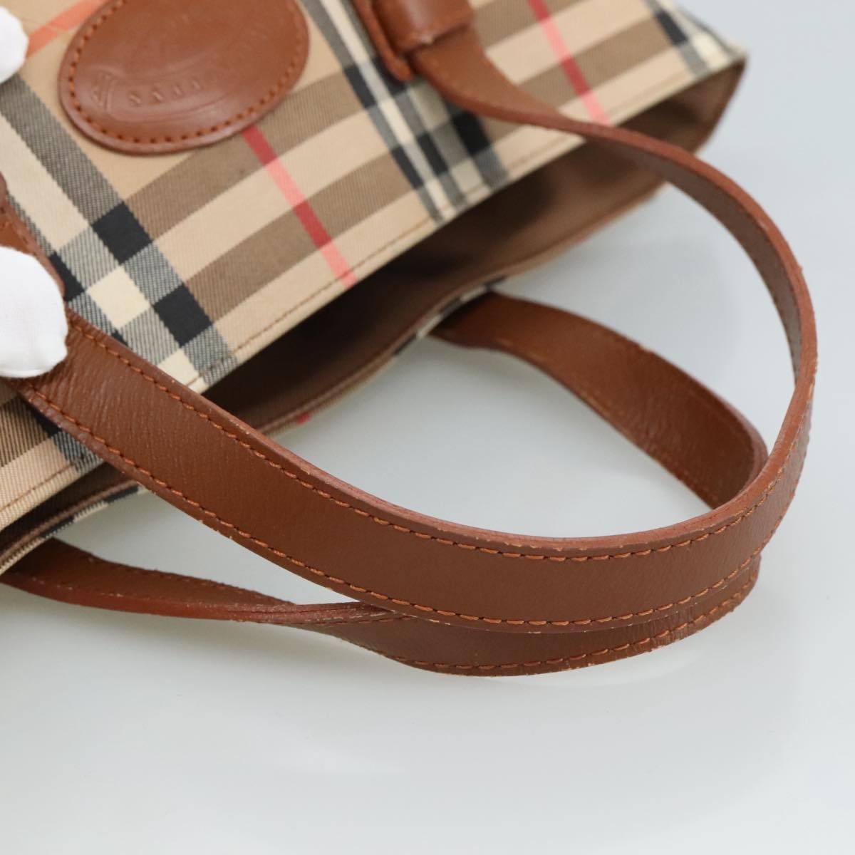 Burberry Nova Check Hand Bag Canvas Beige - 7