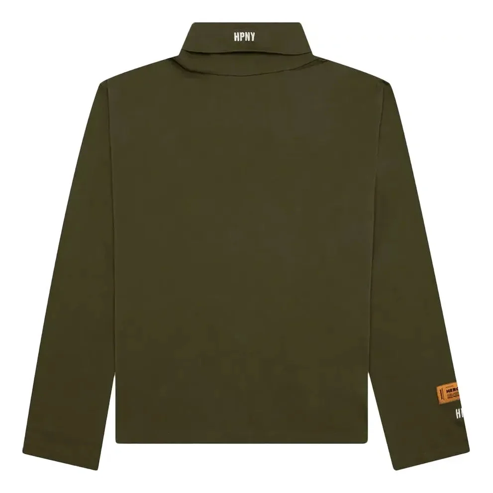 HERON PRESTON SS23 Logo Patch Rollneck Long-Sleeve T-Shirt 'Dark Olive' HMAB027S23JER0015501 - 1