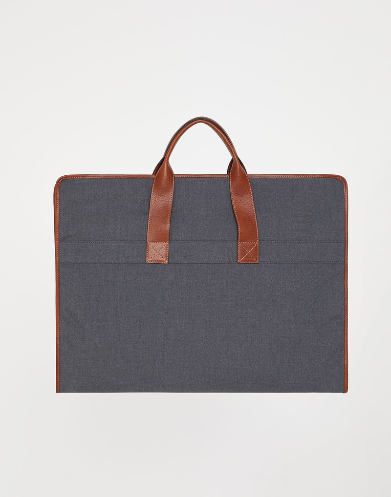 Brunello Cucinelli Water-resistant fabric and grained calfskin garment bag outlook
