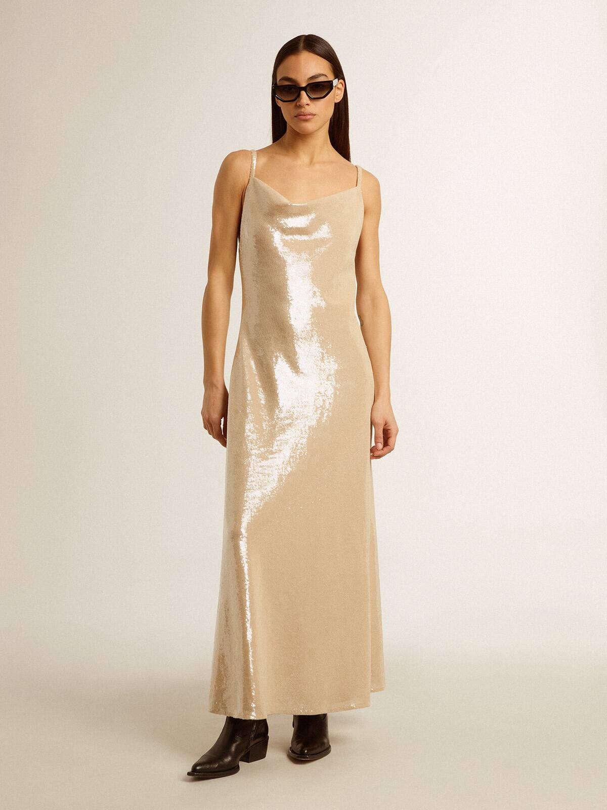 Sleep dress in parchment-colored sequins - 2