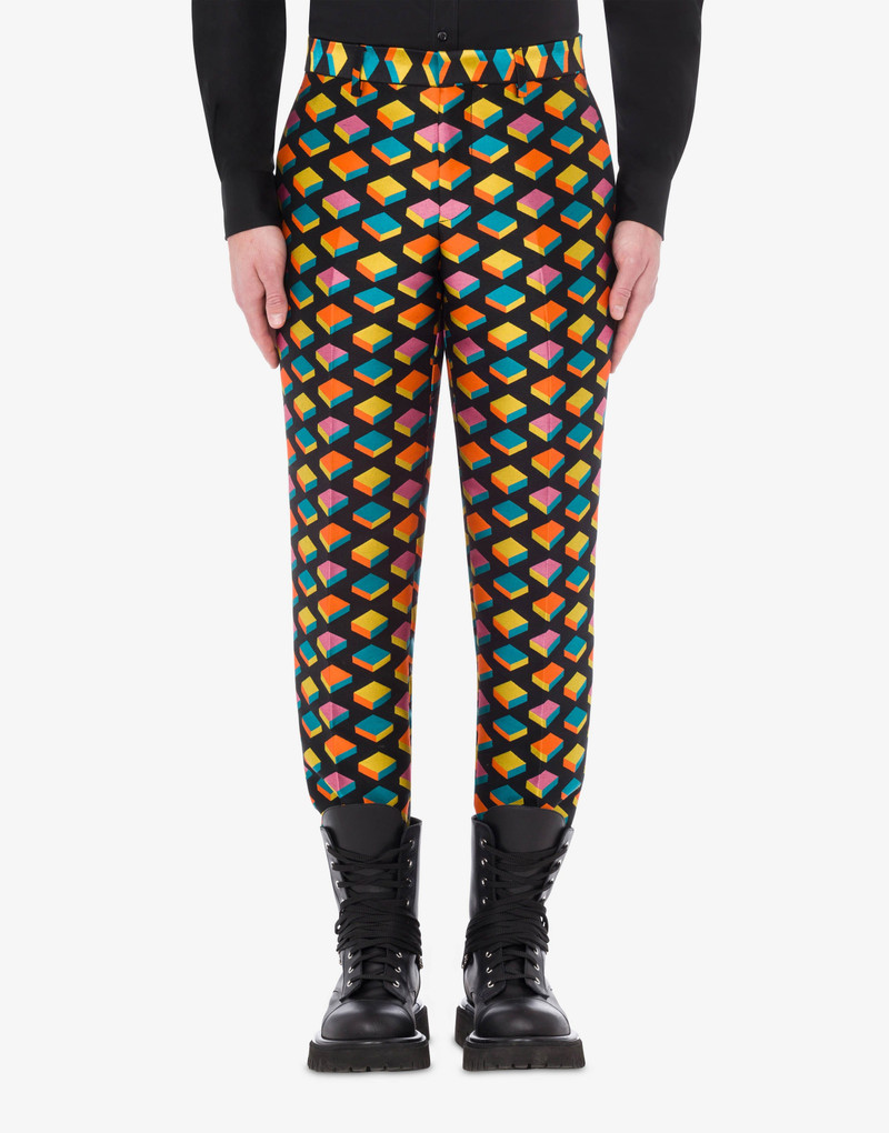 Moschino JACQUARD CUBE WOOL-BLEND TROUSERS outlook