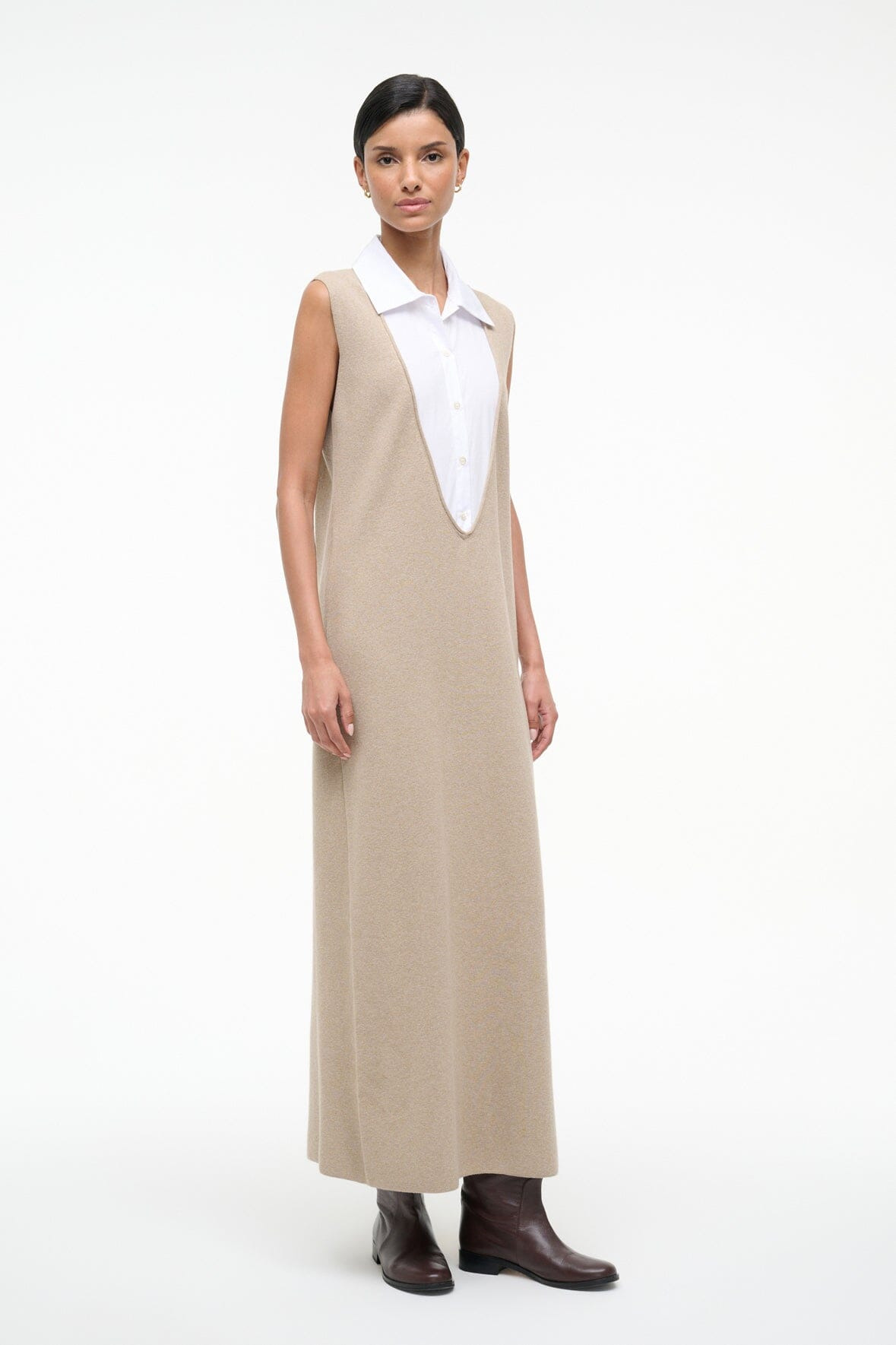 STAUD LESLIE DRESS SAND/WHITE - 2