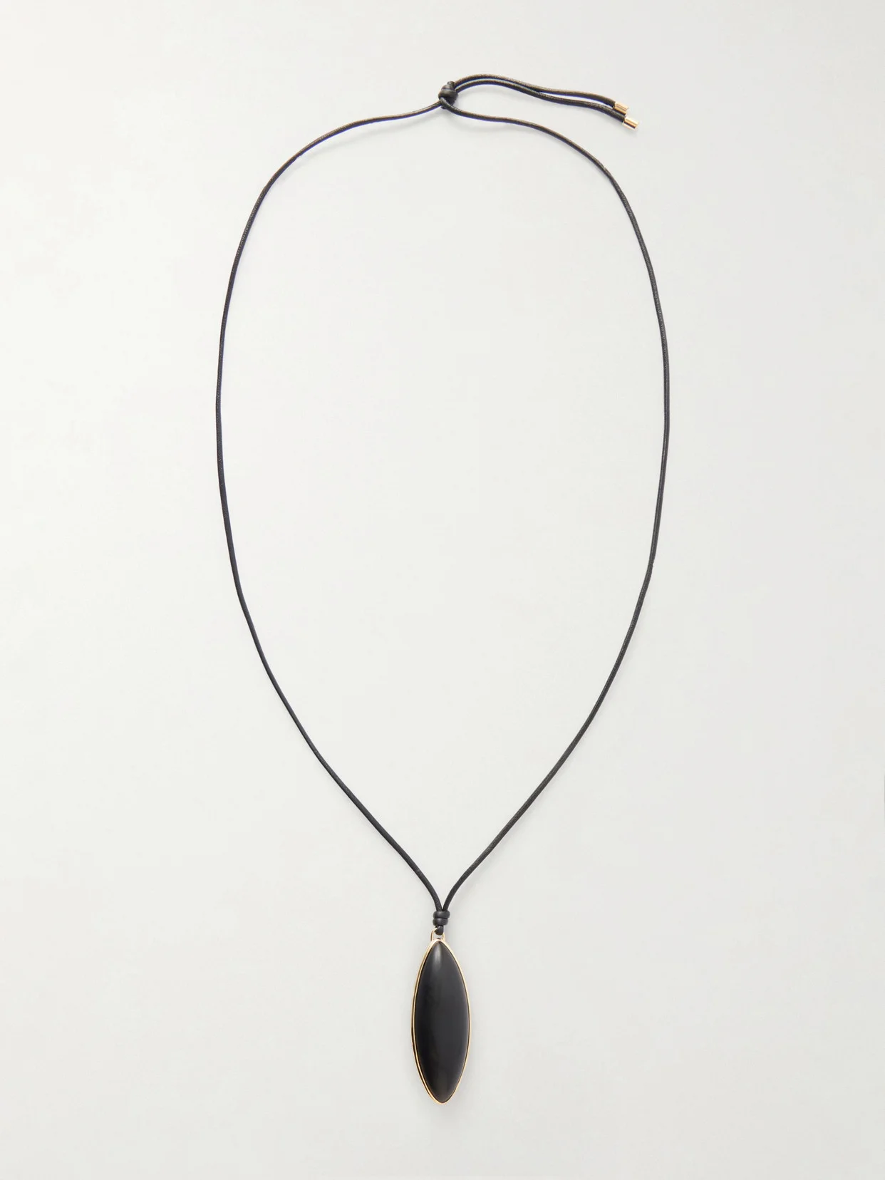 Dagger Gold-plated, Quartz And Leather Necklace - 1