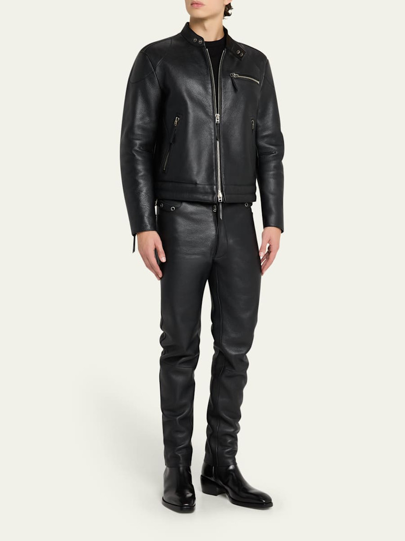 TOM FORD Men's Slim Fit Grained Leather Biker Pants outlook
