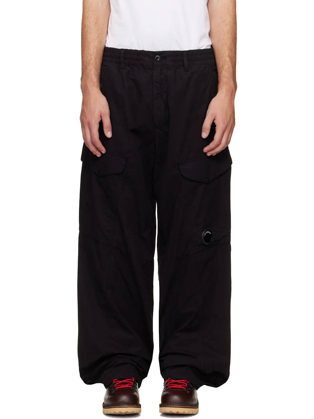 Black Micro-Reps Boxy Lens Cargo Pants - 1