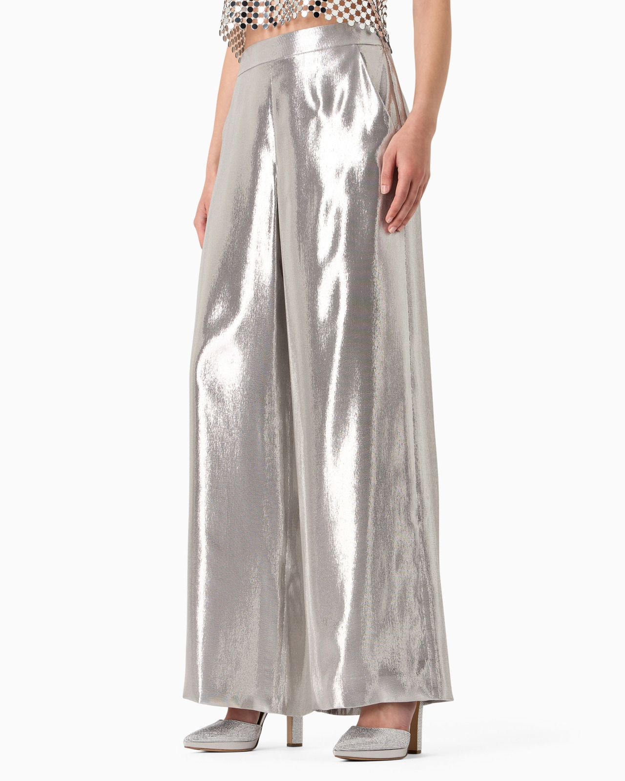 Silk cady wide-legged trousers - 2