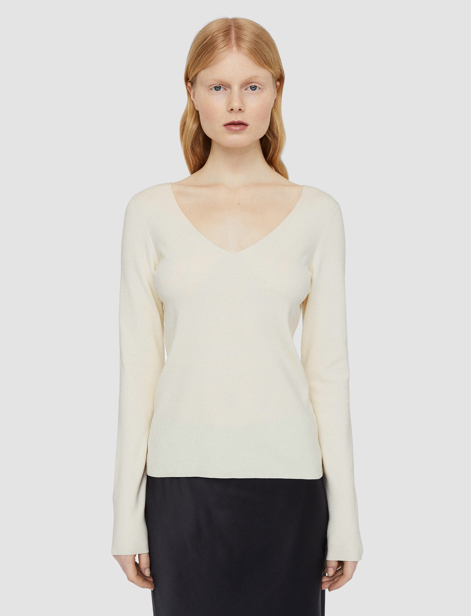 Silk Stretch V Neck Top - 3