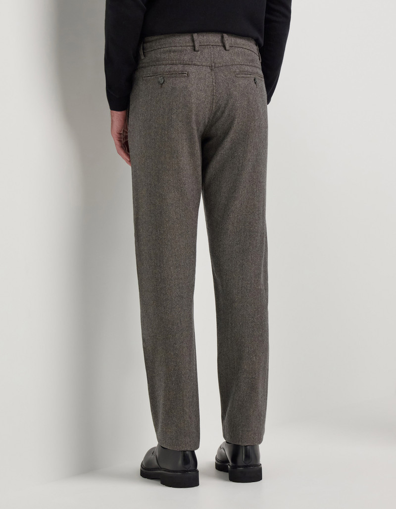 TAUPE DRAWSTRING CHINOS IN IMPECCABILE WOOL FLANNEL 4
