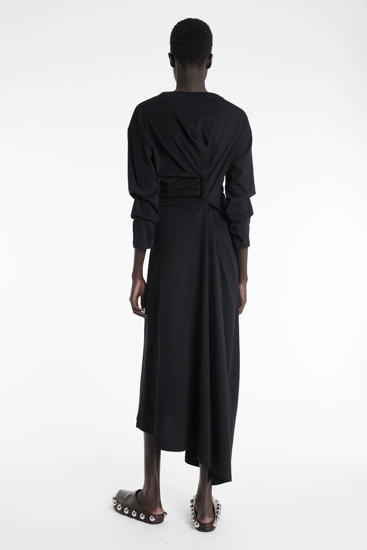 KNOTTED JERSEY DRESS BLACK - 3