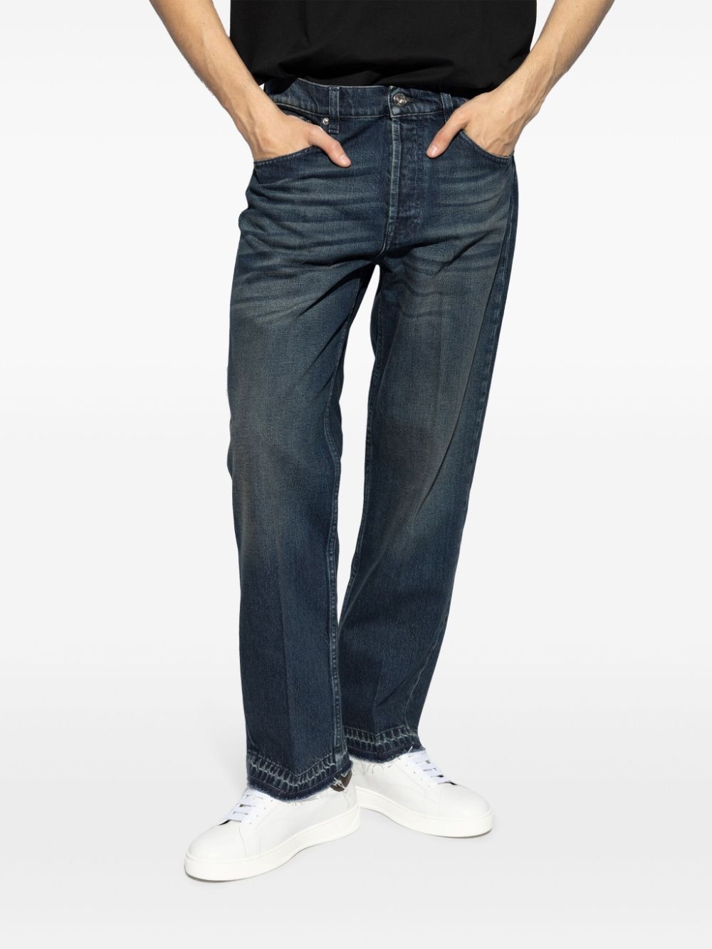 logo-patch cotton jeans - 3
