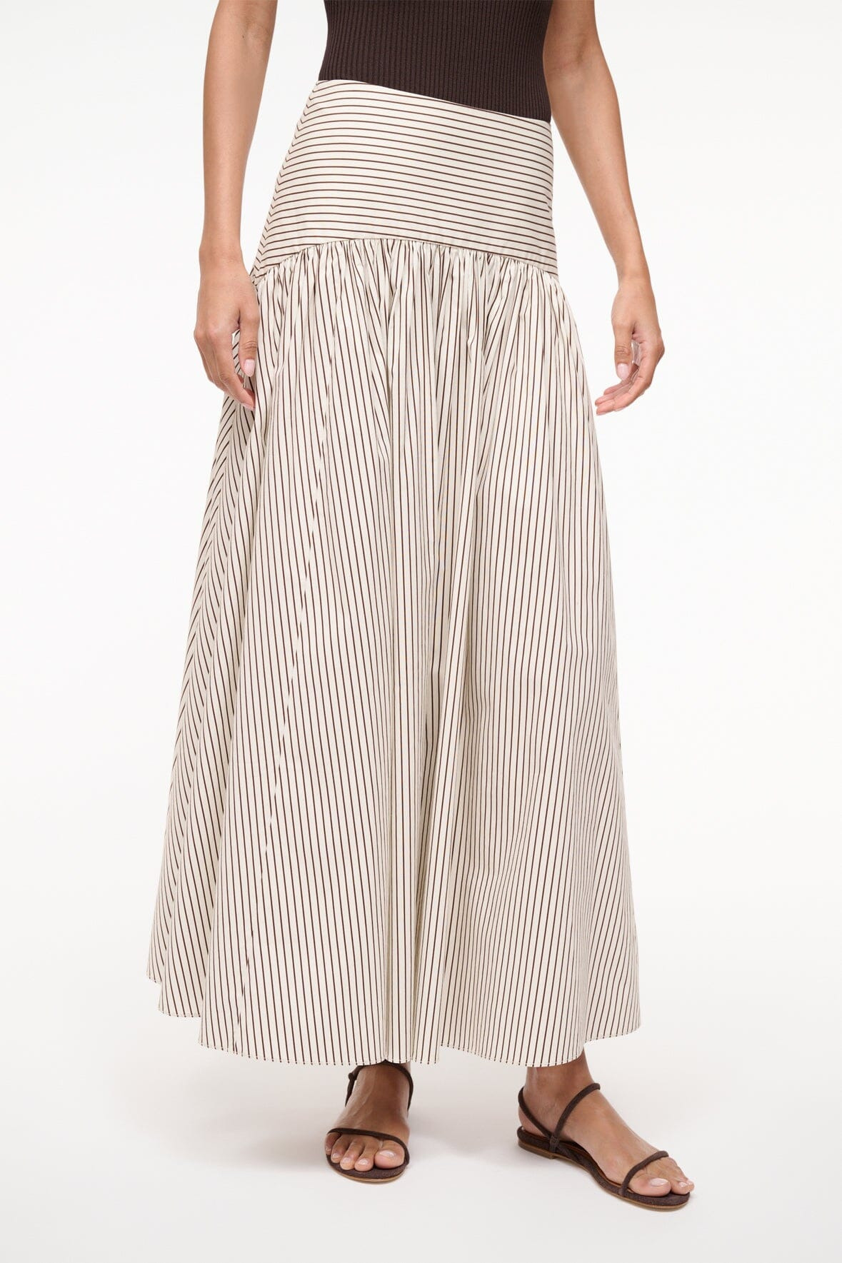 STAUD PROCIDA SKIRT IVORY DARK OAK MICRO STRIPE - 3