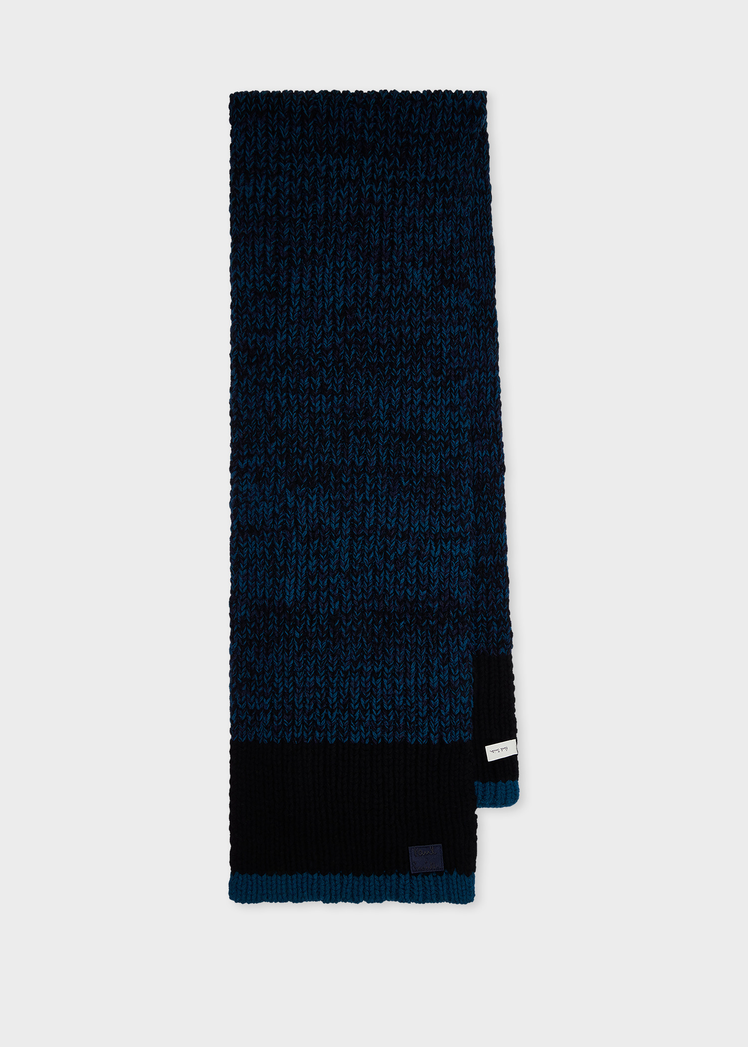 Navy and Black Twisted Yarn Block Stripe Scarf - 1
