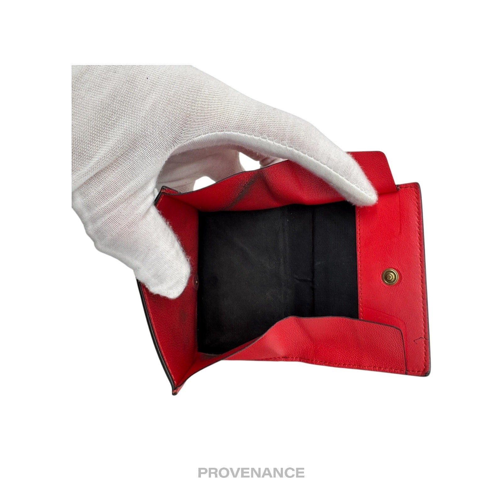 Givenchy Two Tone Trifold Wallet - Burgundy Red Leather - 8