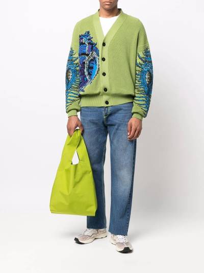 MSGM intarsia ribbed-knit cardigan outlook