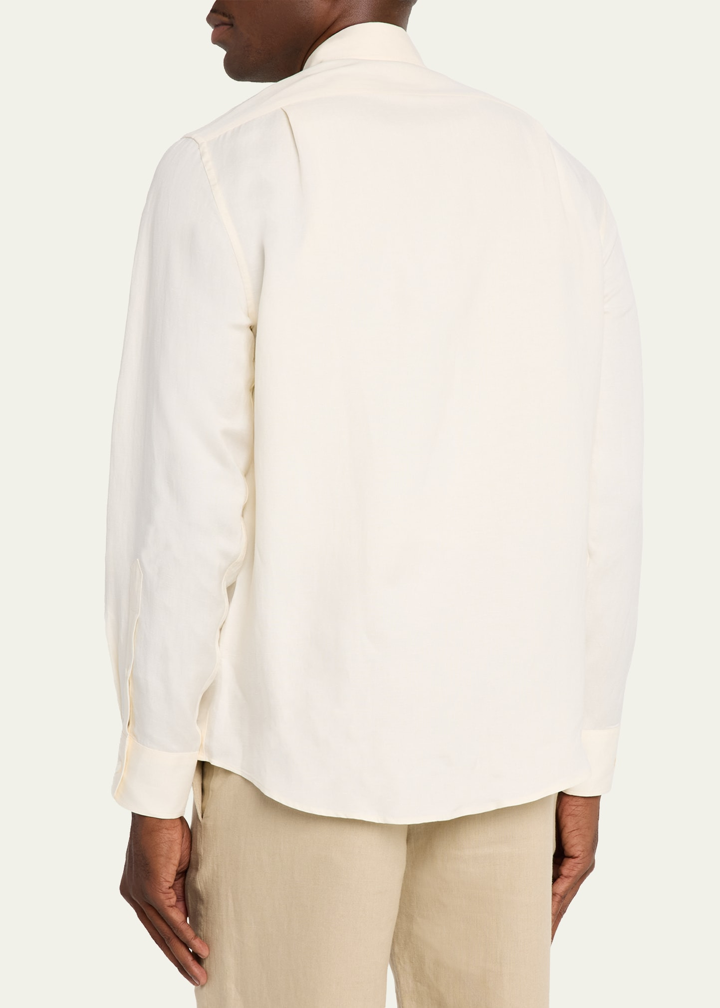 Men's Silk and Linen Flap Pocket Button-Down Shirt - 3
