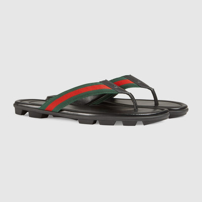 GUCCI Web and leather thong sandal outlook