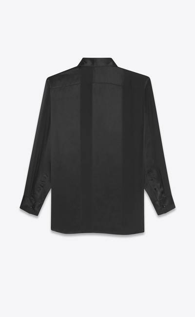 SAINT LAURENT long overshirt in matte and shiny striped silk outlook