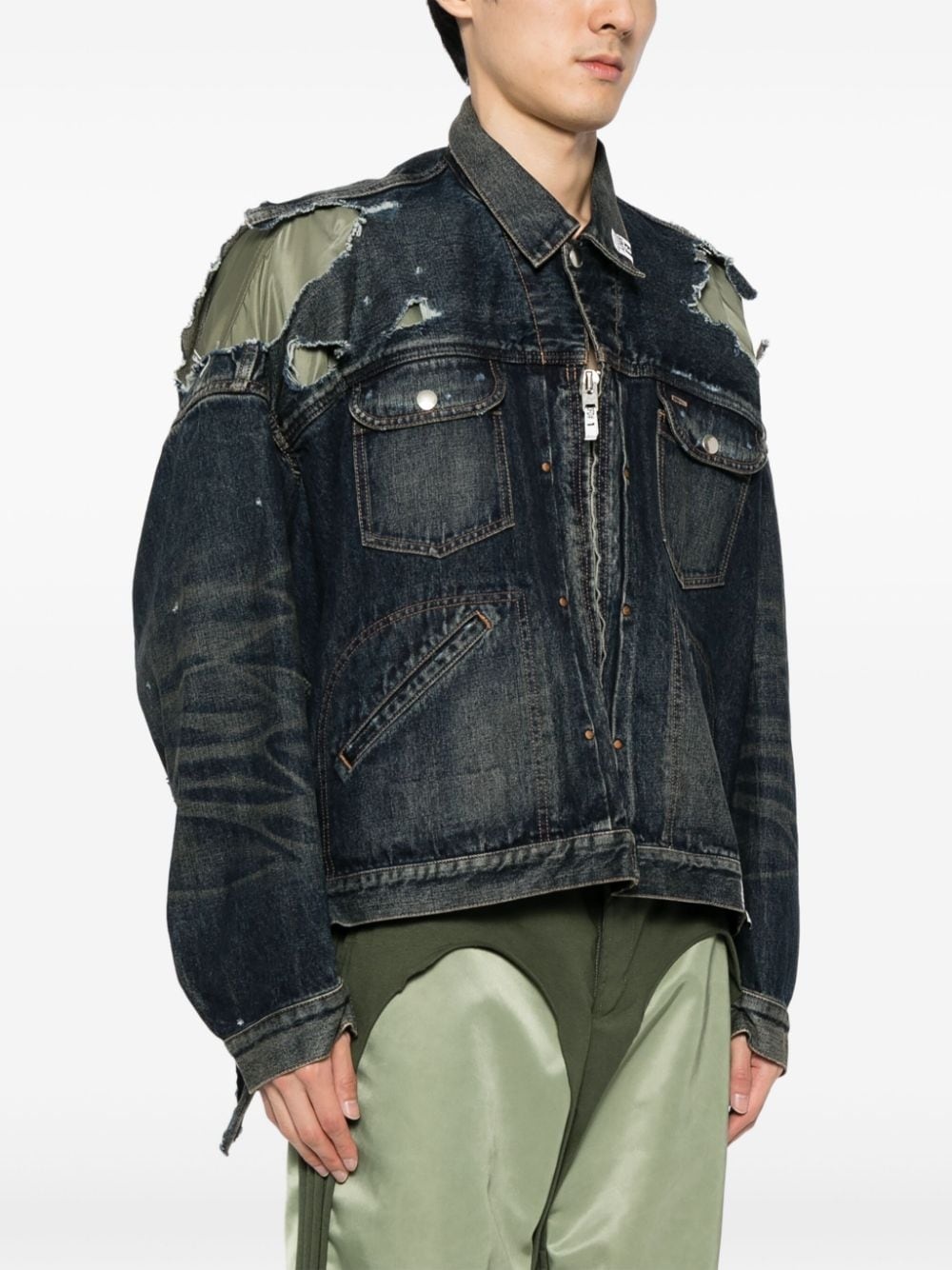 layered denim jacket - 3